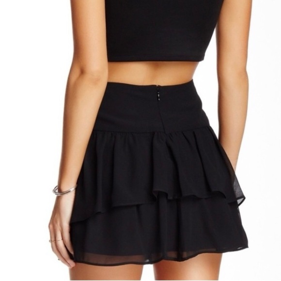 NEW BCBGENERATION BLACK TIERED FLIRTY SOFTGIRL TWEE MINI BALLETCORE SKIRT Sz 10. - Picture 3 of 13